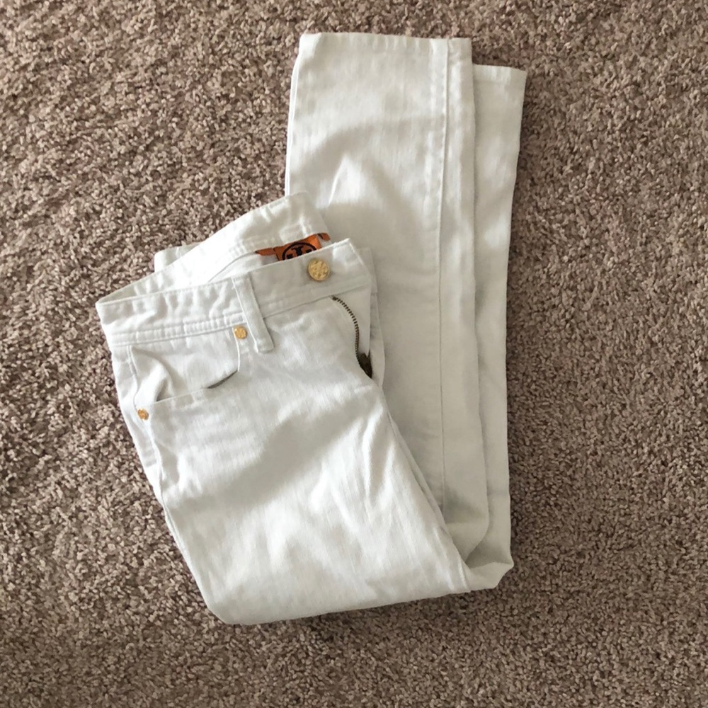 Tory Burch Cropped White Skinny Jeans